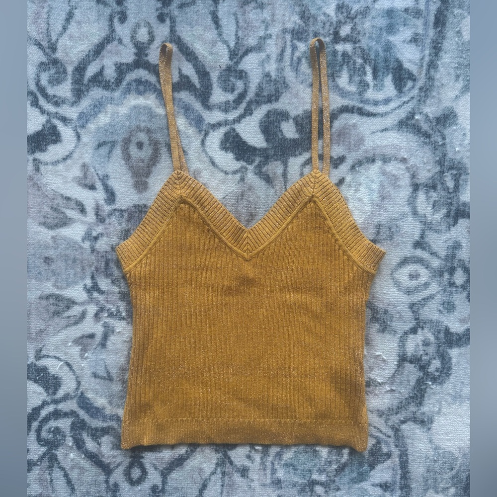 Nasty Gal Metallic Knit Ribbed Sweater Cami Top M
